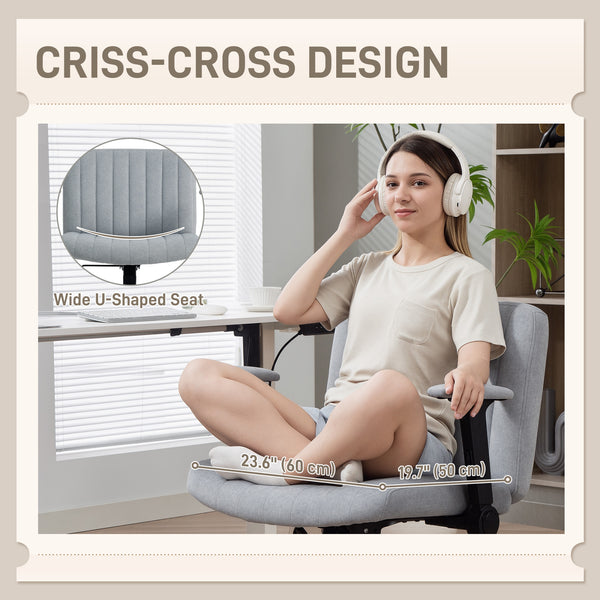 Cross-back office chair, without casters, grey