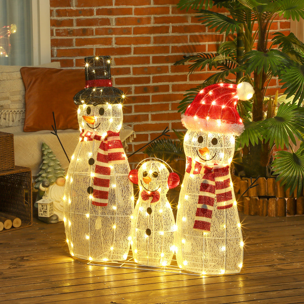 Set of 3 light-up snowmen