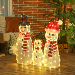 Set of 3 light-up snowmen
