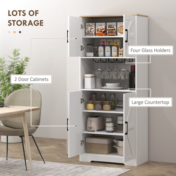 Pantry with wine glass storage, white