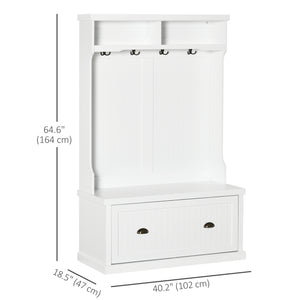 3-in-1 Hallway Unit with Shoe Storage, White