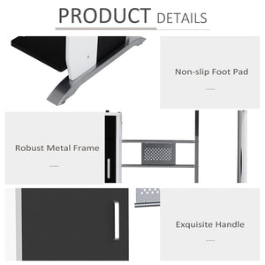 Computer Desk with Keyboard Tray and CPU Holder, Black and White