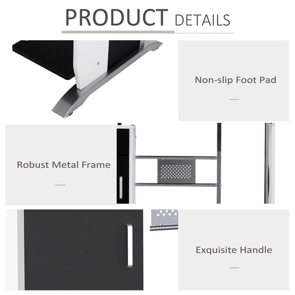 Computer Desk with Keyboard Tray and CPU Holder, Black and White