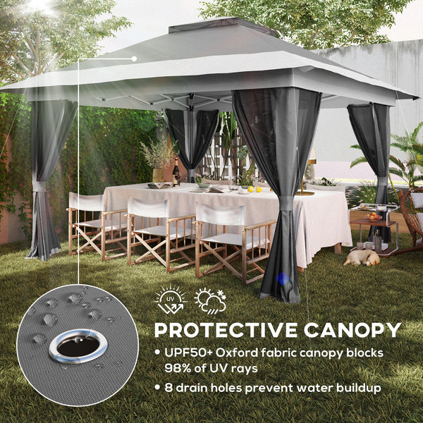 11.7' x 11.7' Gazebo with Netting, Instant Sun Shelter UPF50+ with Wheeled Carry Bag and Sandbags
