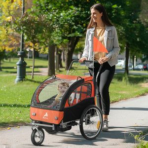 2-in-1 bike trailer with 5-point harness, orange