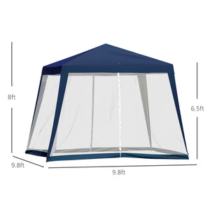 10 x 10 party tent with mosquito net, blue