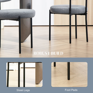 Set of 2 kitchen chairs with fleece upholstery, grey