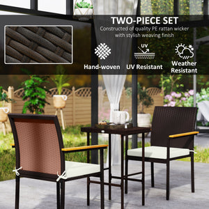 Set of 2 stackable wicker garden chairs with removable cushion, cream white