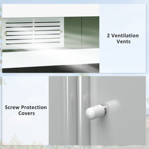 Metal garden shed with foundation kit, ventilation and doors, light green