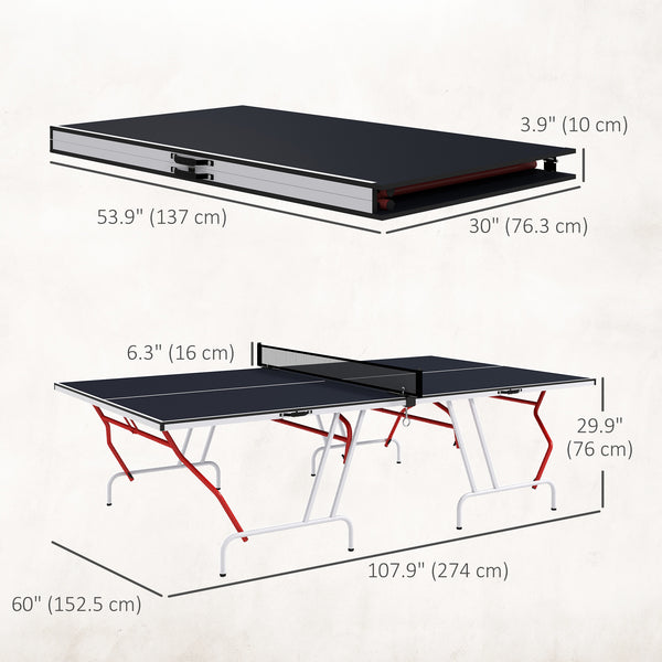 9' x 5' Folding Ping Pong Table with Paddles and Balls, Dark Grey