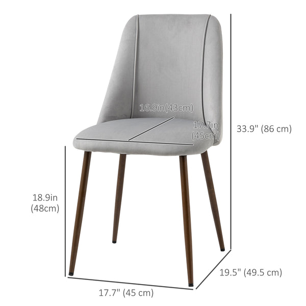 Set of 4 velvet upholstered dining chairs, grey