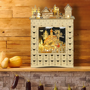 Wooden Advent Calendar with 24-Day Countdown