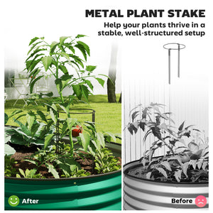 Galvanized raised outdoor planter with metal stake, green