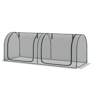 Protective plant cage with 3 zippered doors and 6 ground stakes