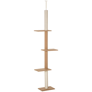 254cm Floor-to-Ceiling Cat Tree with 3 Perches, Beige