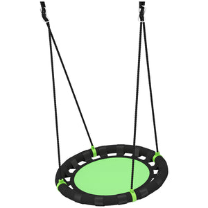 Saucer swing with adjustable suspension ropes, green