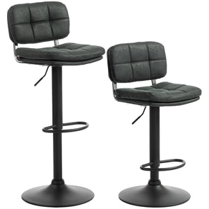 Adjustable black faux leather bar stools, set of 2