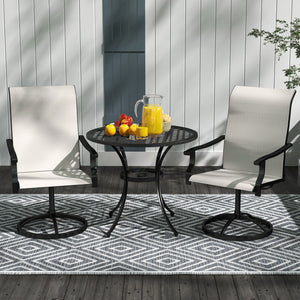 Set of 2 white outdoor swivel chairs