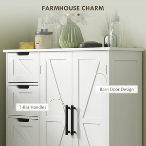 Country Style Bathroom Cabinet with Adjustable Shelf, White