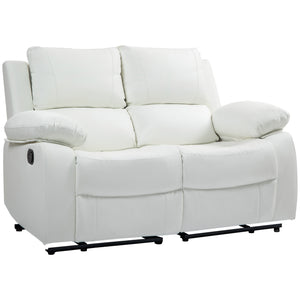 Manual Reclining Faux Leather Sofa with Footrest, White