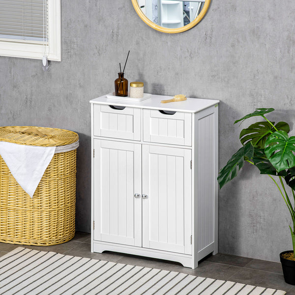 Bathroom cabinet with 2 drawers, adjustable shelf, white