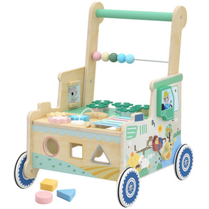 Wooden baby walker with activities, 1 to 3 years