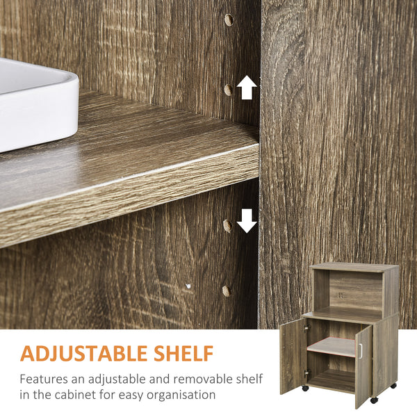 Microwave trolley on wheels, gray-brown