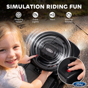 3-in-1 ride-on car with handle and lights, black