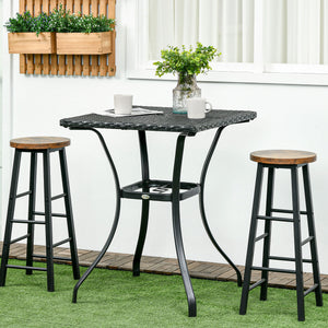 Outdoor coffee table in woven resin with parasol hole, black
