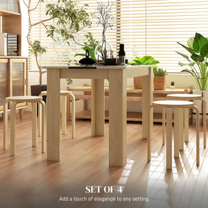 Set of 4 round stackable wooden stools for small spaces – Natural