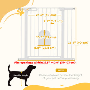 89cm High Pressure Mount Dog Safety Gate for Stairs, White