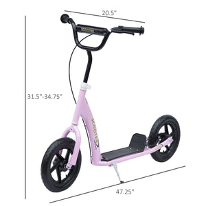 Kids Bike Style Scooter with 12 Inch Tire, Pink