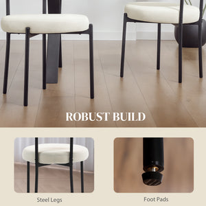 Set of 4 modern kitchen chairs with beige corduroy upholstery