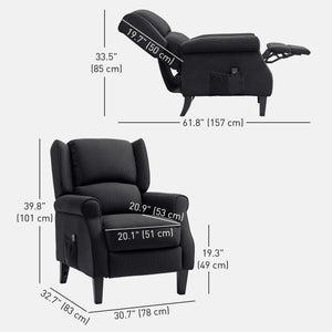 Vibration Massage Chair for Living Room with Extendable Footrest, Remote Control, Pocket, Black