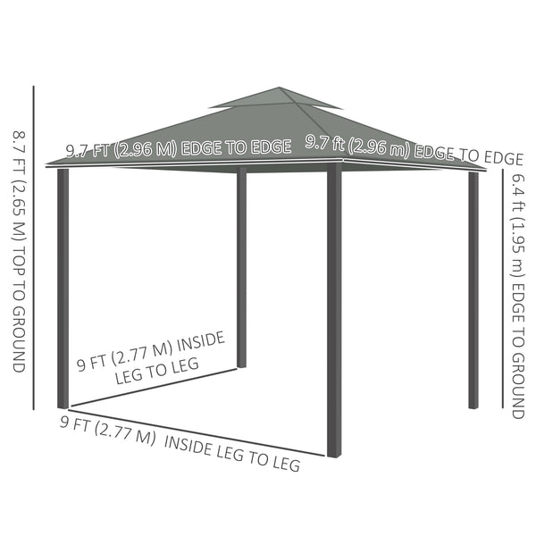 10' x 10' 2-Tier Gazebo with Zippered Mesh Sidewalls, Aluminum Frame, Dark Gray