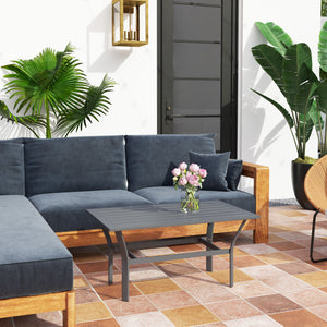 Metal coffee table for garden and balcony, dark gray