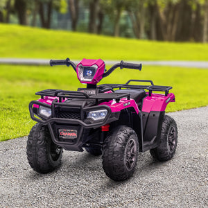 12V Off-Road Quad with MP3 Music and Spiked Tires, Pink