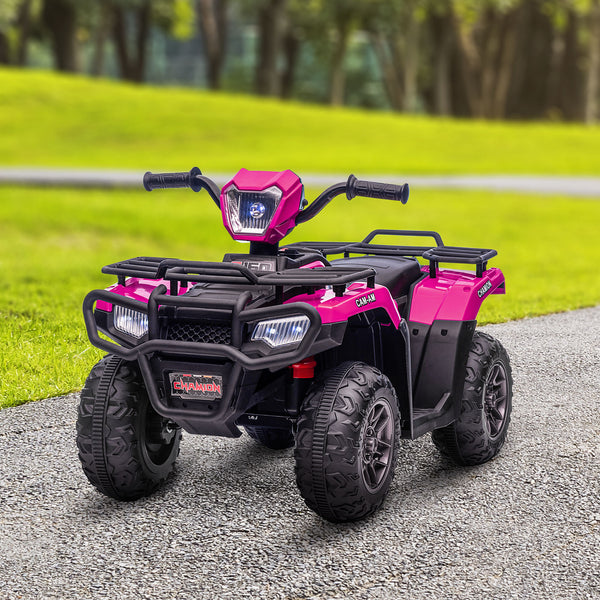 12V Off-Road Quad with MP3 Music and Spiked Tires, Pink