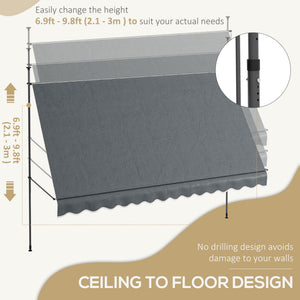 11.5 x 3.9 ft manually operated retractable awning, dark grey 