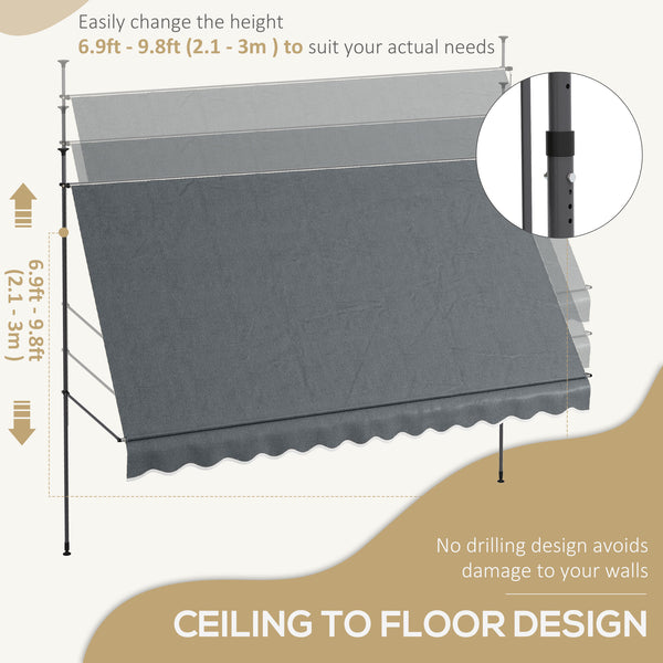 11.5 x 3.9 ft manually operated retractable awning, dark grey 