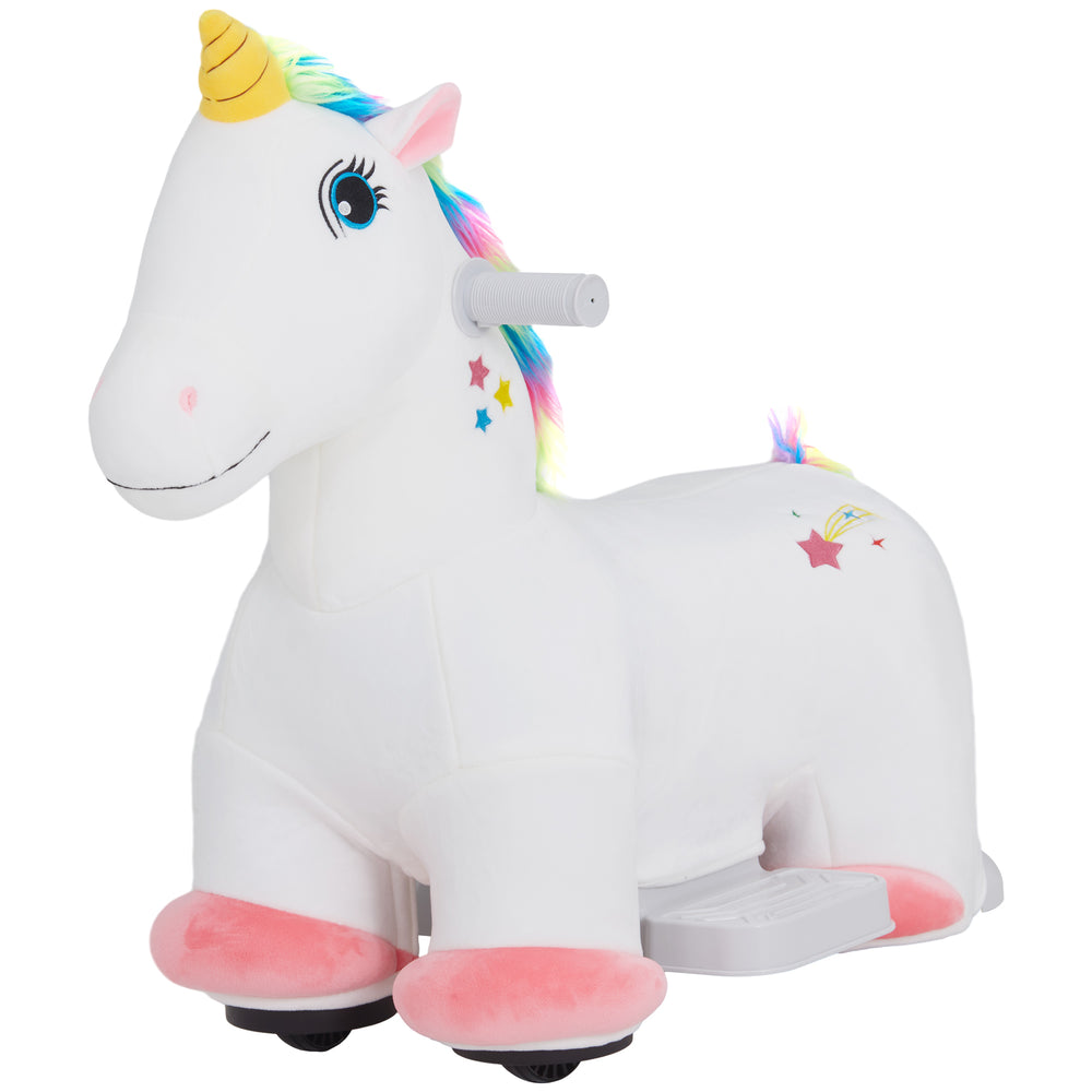 6V Ride-On Unicorn with Music, White