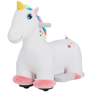 6V Ride-On Unicorn with Music, White