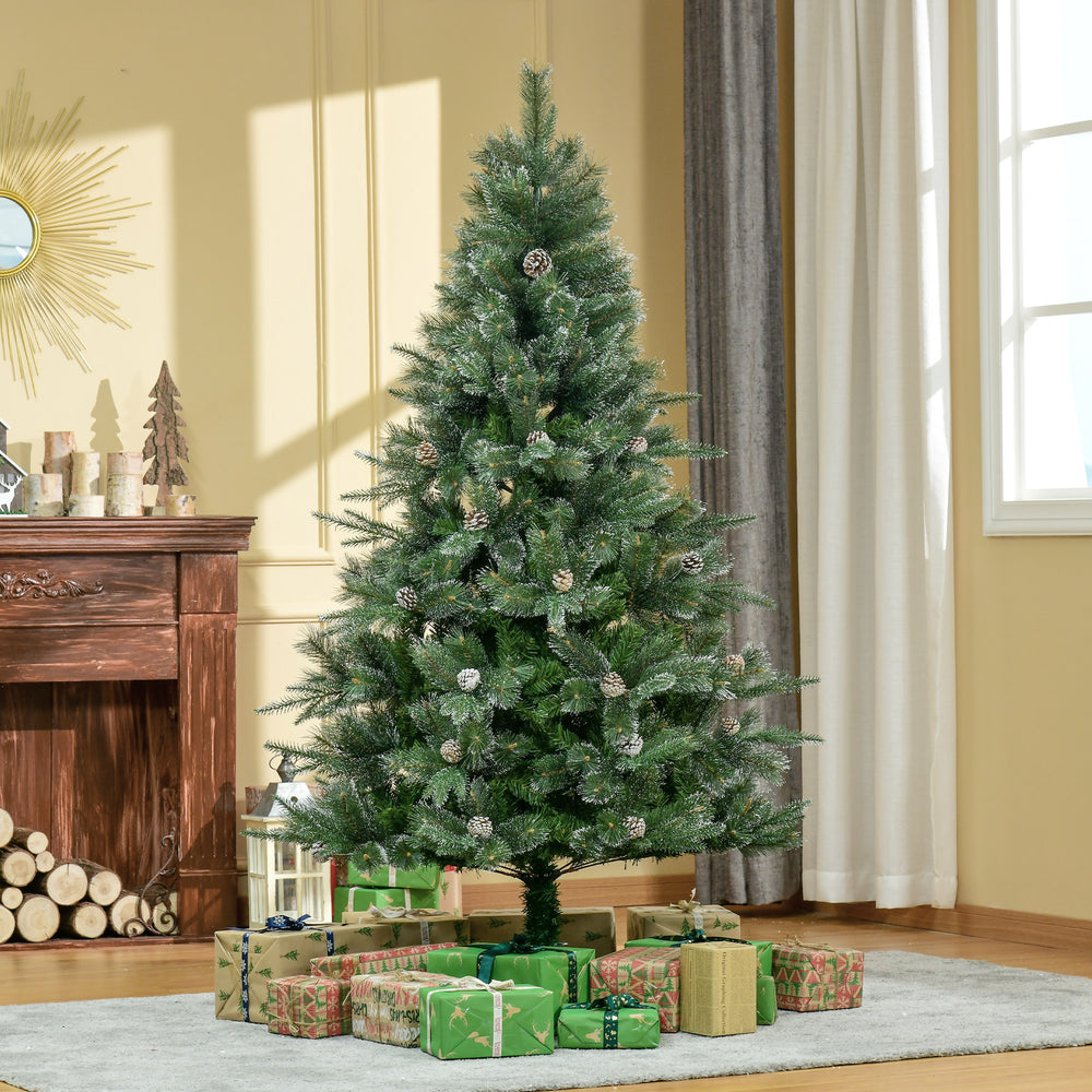 6ft Artificial Christmas Tree with Automatic Opener and Pine Cone