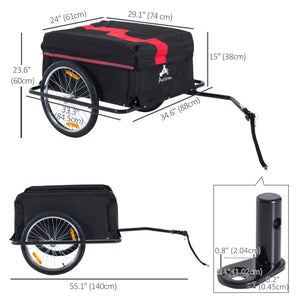 Bicycle trailer with removable cover, red and black