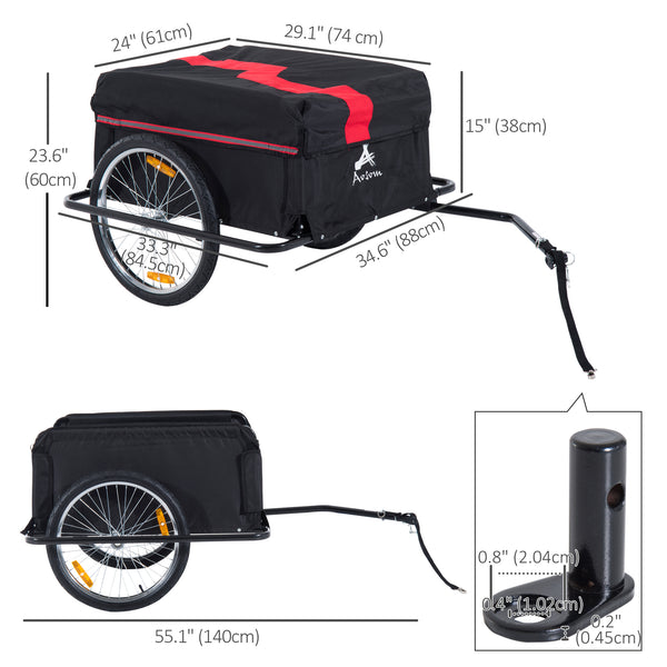 Bicycle trailer with removable cover, red and black