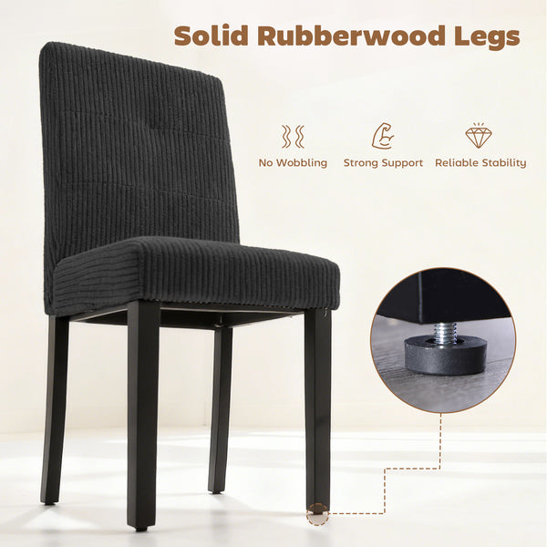 Set of 4 dining chairs with rubberwood legs and padded seats, black