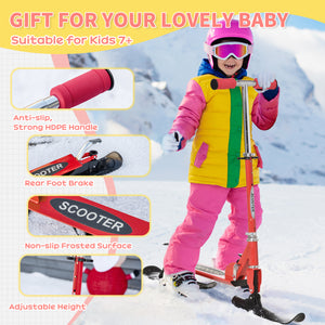 Convertible scooter with wheels and blades, red