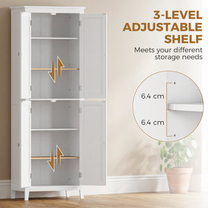 67-inch Bathroom Cabinet with Adjustable Shelves, White