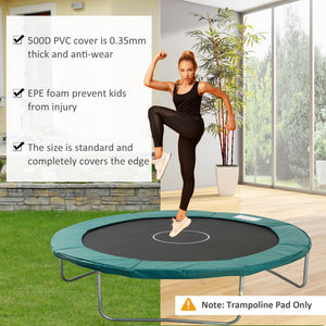 Soozier 14FT Trampoline Pad Replacement, Φ168" Spring Cover, Water-Resistant Universal Round Trampoline Safety Pad, No Holes for Pole, Green