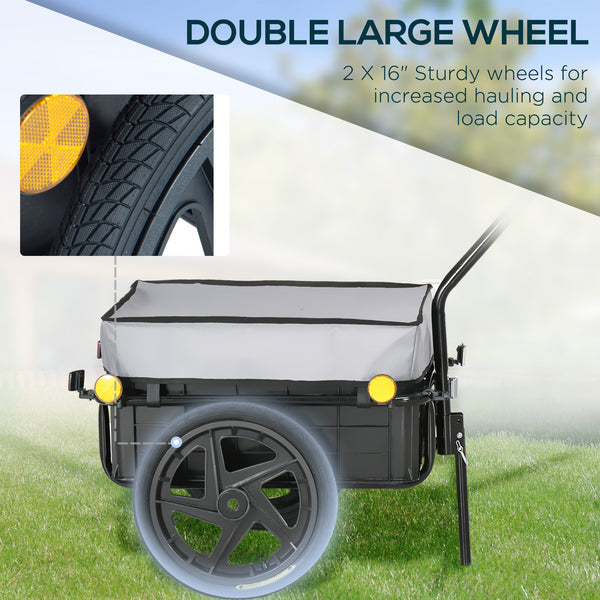 Multifunctional steel bicycle trailer, grey